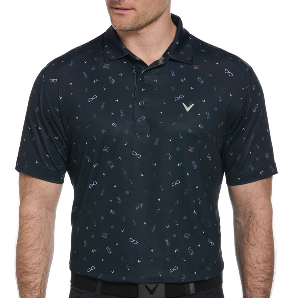 CALLAWAY Men's All Over Golf Bag Essenials Print Polo‎ Shirt Size 4XL Black